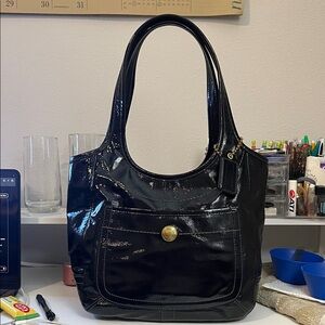 Coach Shiny Black Patent Leather Tote
